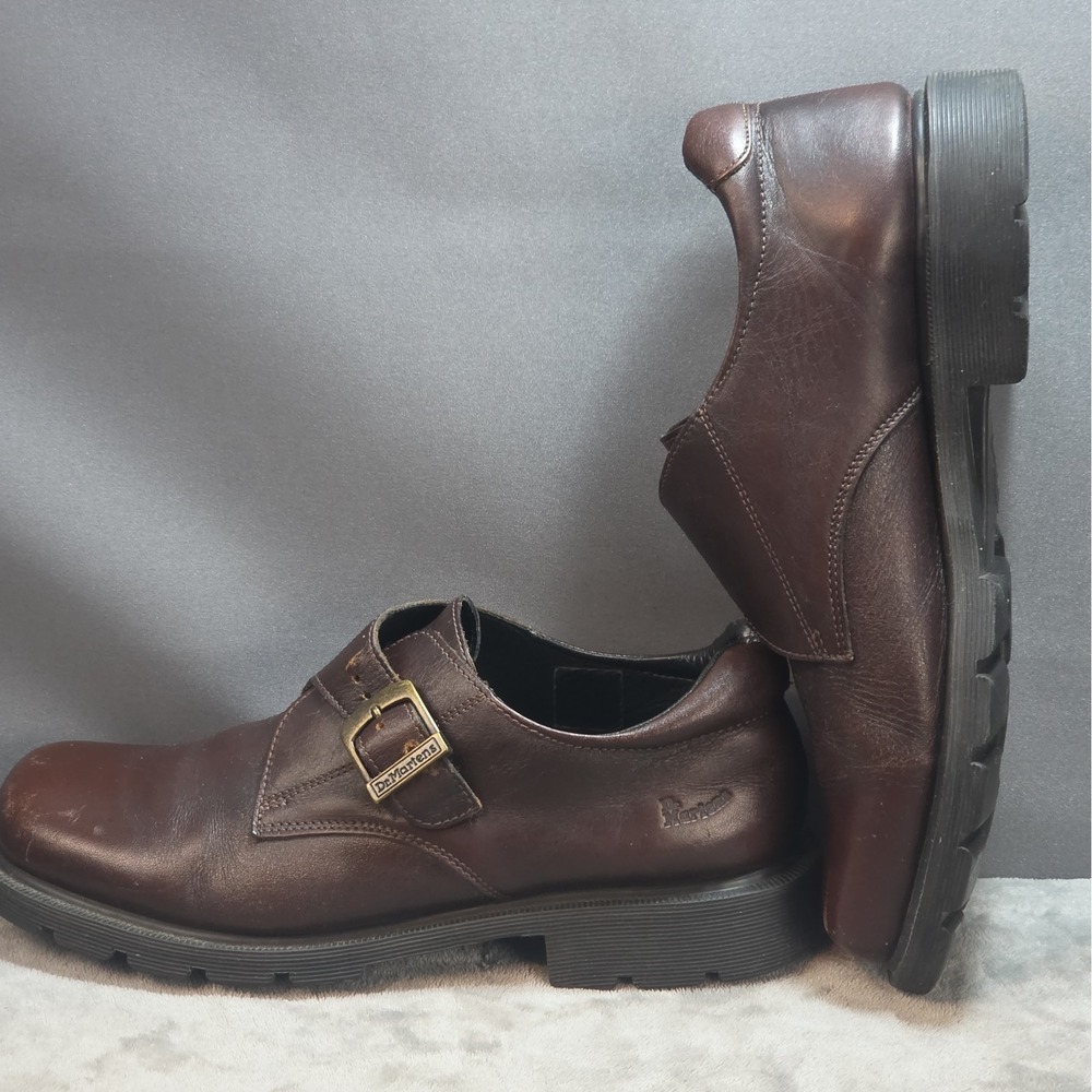Dr Martens 1865 Monk Strap Brown Leather Men's US 11 Shoes Punk Goth Vtg